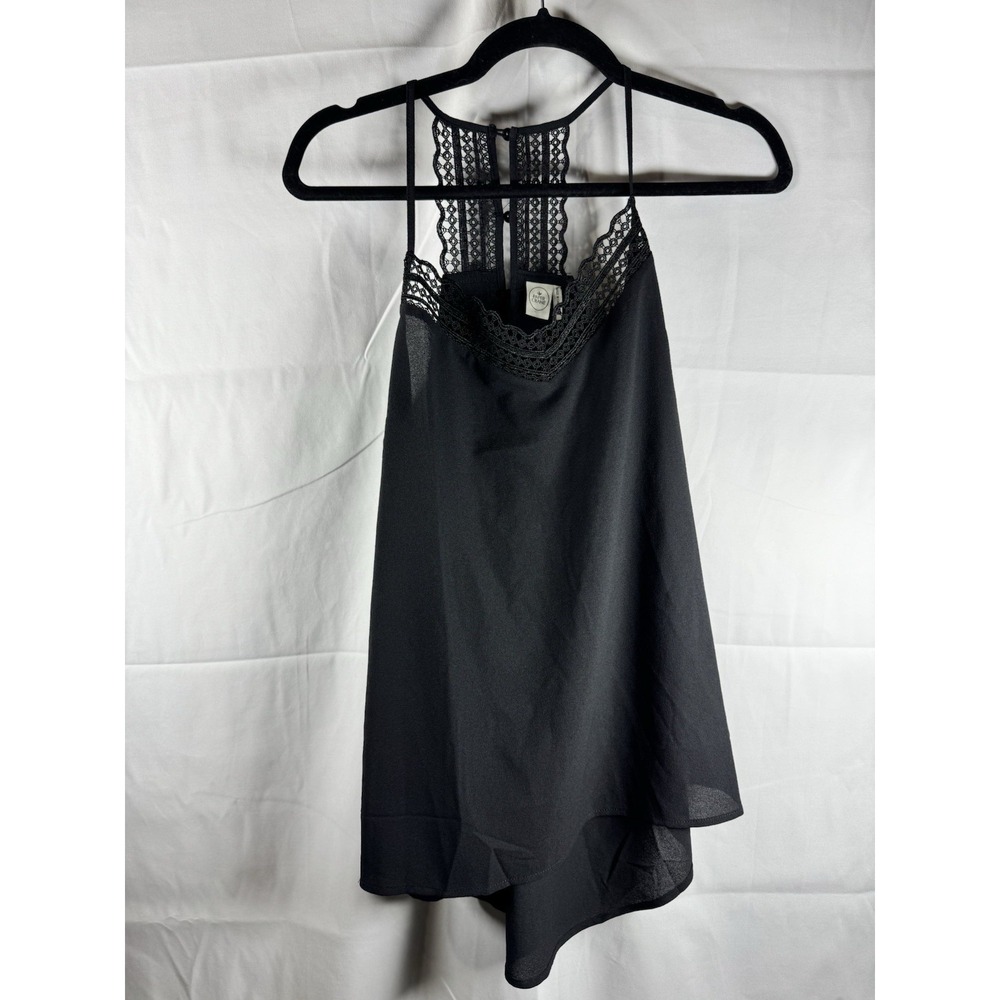 Paper Crane Tank Top‎ Womens S Small Black Halter Flowy Sleeveless